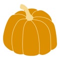 Orange pumpkin vector illustration. Autumn halloween pumpkin, vegetable graphic icon or print, isolated on white Royalty Free Stock Photo