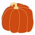 Orange pumpkin vector illustration. Autumn halloween pumpkin, vegetable graphic icon or print, isolated on white Royalty Free Stock Photo