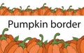 Orange pumpkins, vector seamless horizontal border, color illustration for halloween Royalty Free Stock Photo