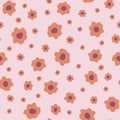 Orange and Purple Ditsy Floral Seamless Pattern Background