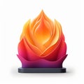 an orange and purple flame on top of a black stand