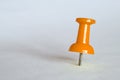 Orange push pin. Closeup of orange thumbtack Royalty Free Stock Photo