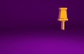 Orange Push pin icon isolated on purple background. Thumbtacks sign. Minimalism concept. 3d illustration 3D render Royalty Free Stock Photo