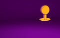 Orange Push pin icon isolated on purple background. Thumbtacks sign. Minimalism concept. 3d illustration 3D render Royalty Free Stock Photo