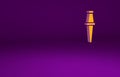 Orange Push pin icon isolated on purple background. Thumbtacks sign. Minimalism concept. 3d illustration 3D render Royalty Free Stock Photo