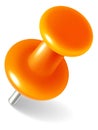 Orange push pin mockup. Realistic thumb tack Royalty Free Stock Photo