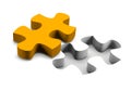 Orange puzzle piece solution concept Royalty Free Stock Photo