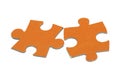 Orange puzzle are on a white background Royalty Free Stock Photo