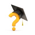 Orange question and graduation cap