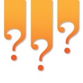 Orange question symbols, isolated on white, vector illustration
