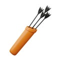 Orange Quiver Filled with Black Arrows on a White Background archery weapon Royalty Free Stock Photo