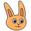 orange rabbit head smiling happily doodle icon image kawaii