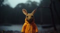 Orange Rabbit In Rain Jacket: A Toycore Inspired Rendered Character