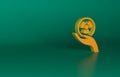 Orange Radioactive in hand icon isolated on green background. Radioactive toxic symbol. Radiation Hazard sign