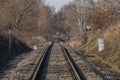 Railway near Luznice station in sunny hot winter day Royalty Free Stock Photo