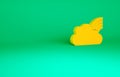 Orange Rainbow with clouds icon isolated on green background. Minimalism concept. 3d illustration 3D render