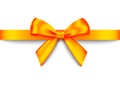 Orange realistic gift bow with horizontal ribbon