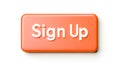 Orange rectangular button showing sign up wording on white background Royalty Free Stock Photo