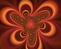 Orange brown circular sparkling vivid playful decorative abstract fractal, flower design, leaves, background