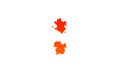 Orange - red cartoon stain blots style font, colon, isolated - object 3D rendering
