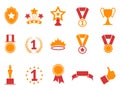 Orange and red color award icons set