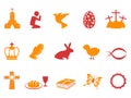 Orange and red color easter day icons set Royalty Free Stock Photo