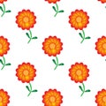 Orange and red color mixed flower isolated on white background is in Seamless pattern - vector