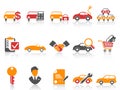 Orange red color series car dealer icons set Royalty Free Stock Photo