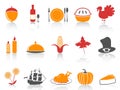 Orange and red color series thanksgiving icons set Royalty Free Stock Photo