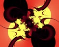 Red yellow dark fractal, flowery elegant sparkling contrasts lights, texture, abstract background Royalty Free Stock Photo