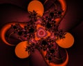 Orange red dark fantasy fractal flowery abstract geometries, vivid texture Royalty Free Stock Photo