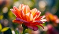 Orange-red flower close-up. Flower covered with dew. Completely filled Royalty Free Stock Photo