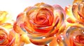 Orange And Red Rose Flowers Glitter Super Detail. Generative AI