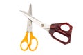 orange and red scissors. dirty. isolated on white background Royalty Free Stock Photo