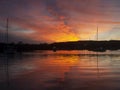 Orange-red stratocumulus cloudy Sunrise Seascape. Australia Royalty Free Stock Photo