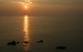Orange-red sunrise over the Black Sea, Ukraine Royalty Free Stock Photo