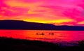 Orange red sunset over Lake Tanganyika