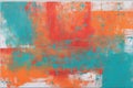 Orange, red and teal messy acrylic printed acrylic monoprint Royalty Free Stock Photo