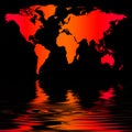 Orange Red World Map