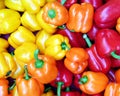 Orange, red & yellow peppers Royalty Free Stock Photo