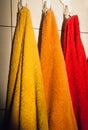 Three colorful towels hanged Royalty Free Stock Photo