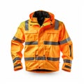 Orange reflective work jacket isolated on white background