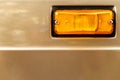 Orange reflectors on the car. Light reflectors on the hood of the truck for safe driving on the road. Car detail, close-up. Royalty Free Stock Photo