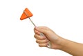 Orange reflex hammer in doctor's hand Royalty Free Stock Photo