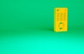 Orange Remote control icon isolated on green background. Minimalism concept. 3d illustration 3D render Royalty Free Stock Photo