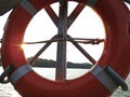 Orange Rescue Circle Life Buoy Save Wharf Harbor Marina Yard Royalty Free Stock Photo