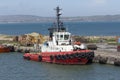 Orange rescue or coast guard patrol boat in blue sea water Royalty Free Stock Photo