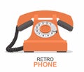 Orange vintage telephone isolated on white Royalty Free Stock Photo