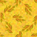 Orange ripe corn cobs, seamless vector pattern. Royalty Free Stock Photo