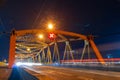 Orange Road Bridge With Reverse Traffic, Night Photo